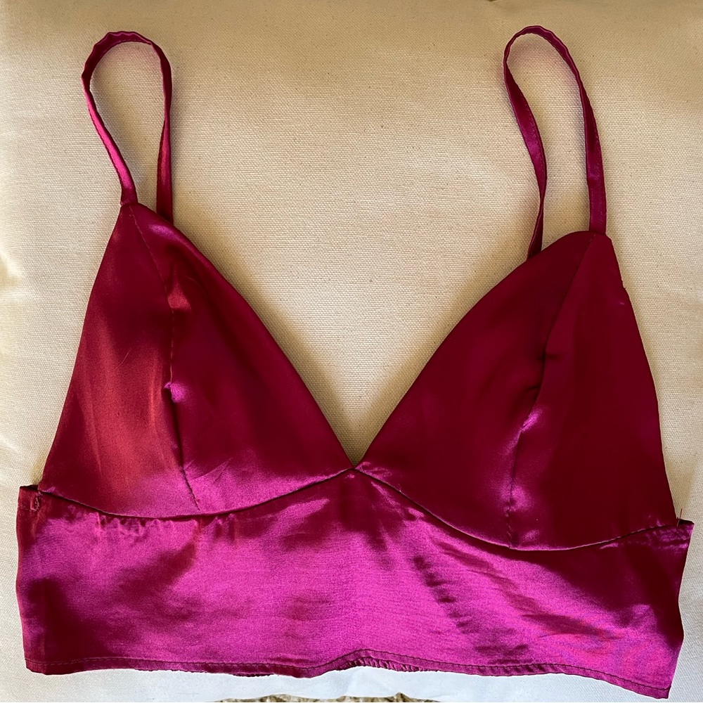 SHEIN Satin Bralette in Rich Burgundy